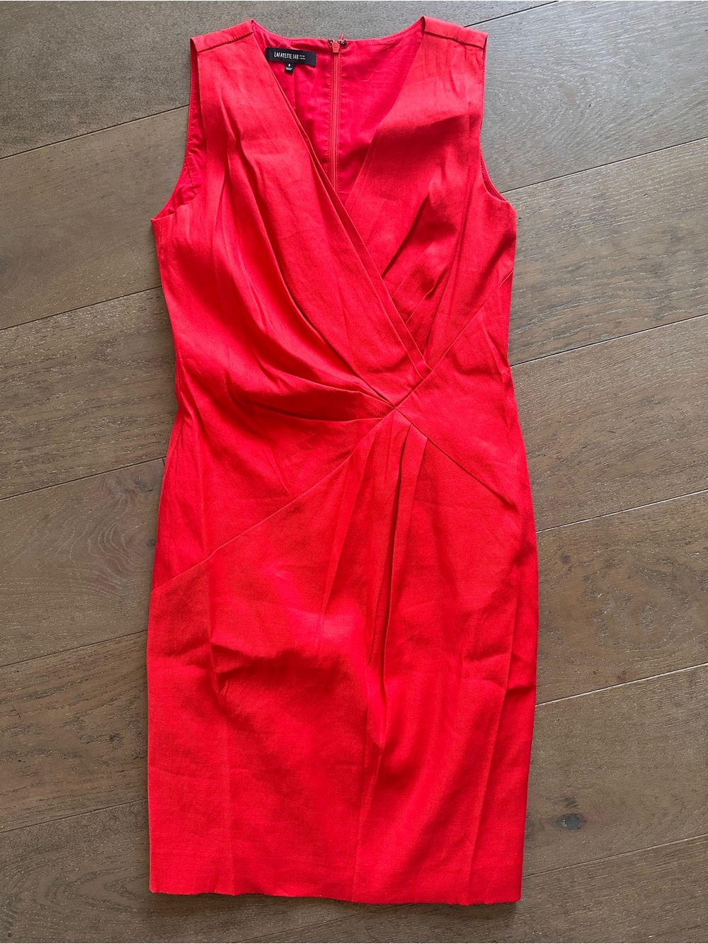 Lafayette 148 New York Red Linen Blend Sheath Dress Sleeveless